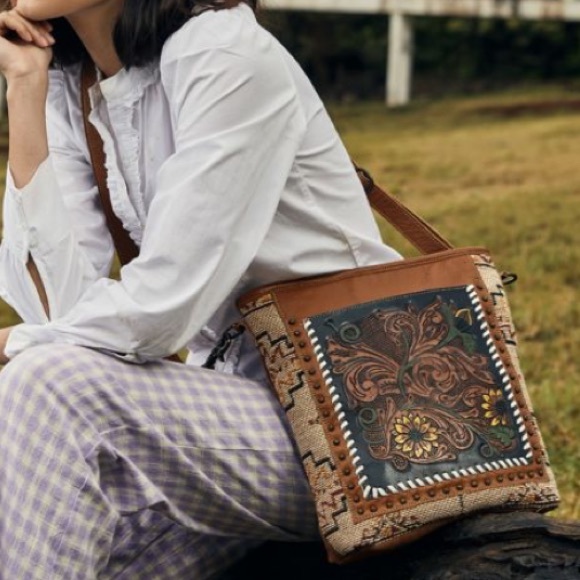 New Bohemian Floral Western Print Tote Bag Handbag - Picture 2 of 14